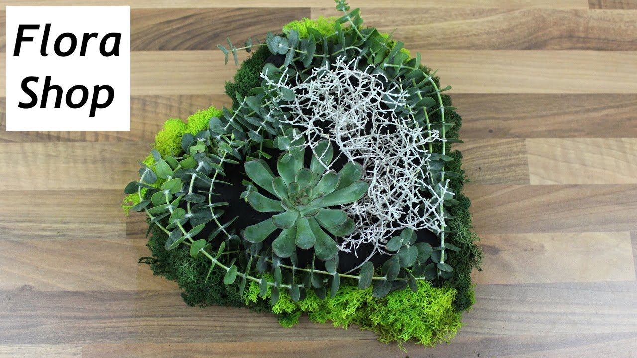 Grabgestecke für Allerheiligen, Totensonntag, Moosherzen aus schwarzer Steckmasse selber machen