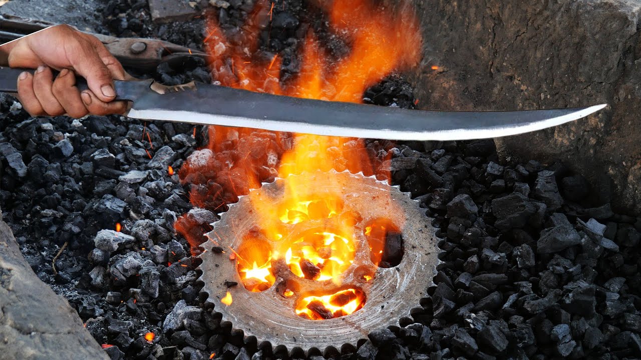 Forging a KATANA Sword out of Motorbike Sprocket / Sword Making