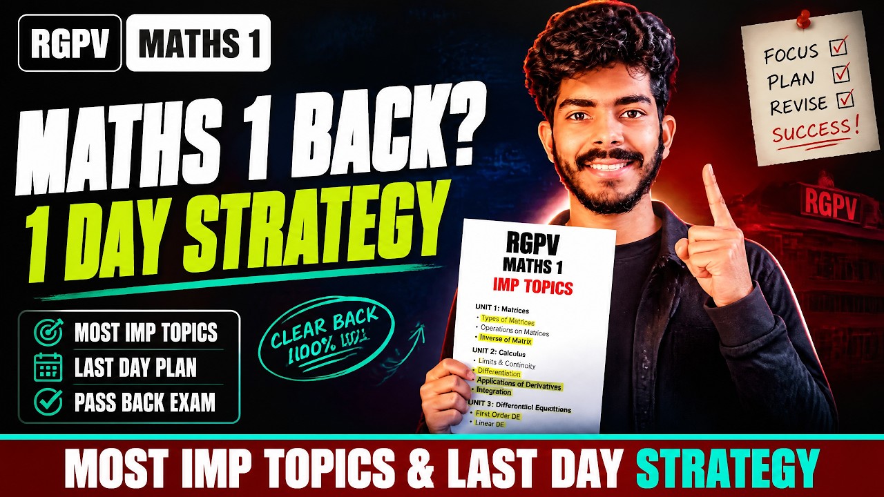 RGPV M-1 Most Imp Topics to Clear Backlog! 🔥