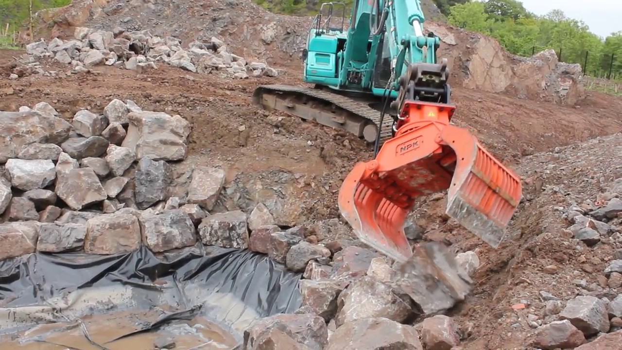 NPK DG-30 Demolition & Sorting Grab - Moving and Placing Large Rocks