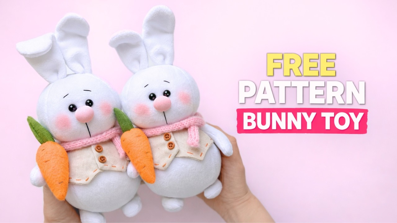 Простой зайчик 🐰 Бесплатный мастер-класс + бесплатная выкройка