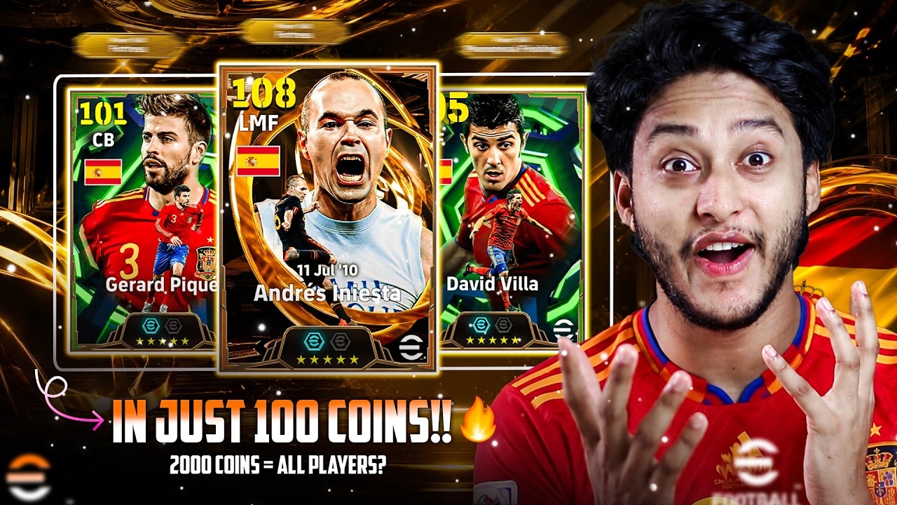 I GOT INIESTA 108 IN JUST 100 COINS? 😱 Spain 2010 Iconic Pack Opening | eFootball 2026 Mobile ~ Earn