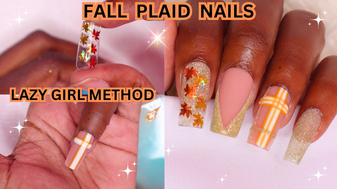 🍁 HOW TO - THE LAZY GIRL METHOD | SIMPLE PLAID POLYGEL NAILS