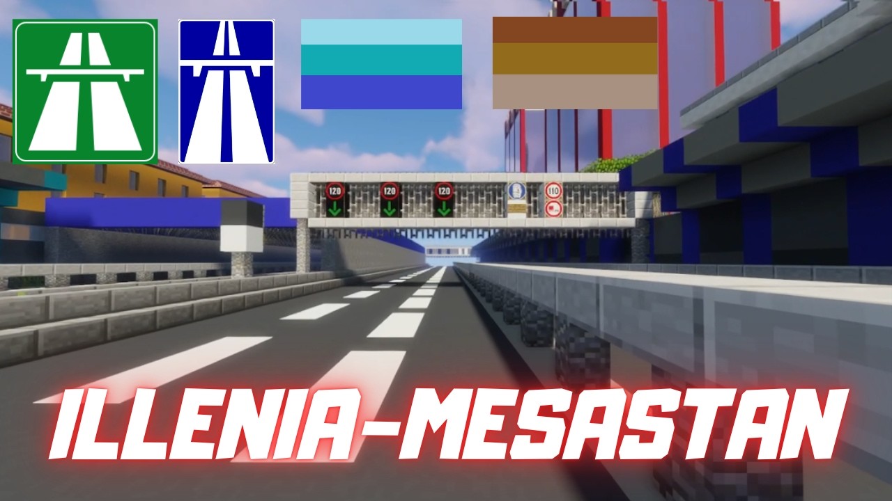 Minecraft Highway Trip! Driving from ILLENIA to MESASTAN trought Mount Garzen Tunnel
