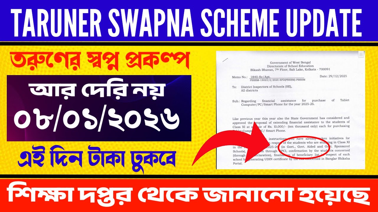 Taruner Swapna তরুণের স্বপ্ন আপডেট | টাকা ঢোকার তারিখ এবার জানা গেল | কবে টাকা ঢুকবে?