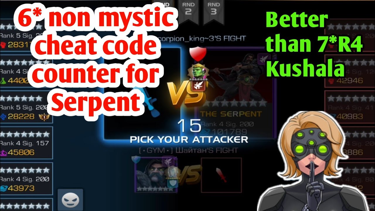 6* Non-Mystic Cheat code Counter for Serpent | Battle Grounds Invade meta | MCOC 