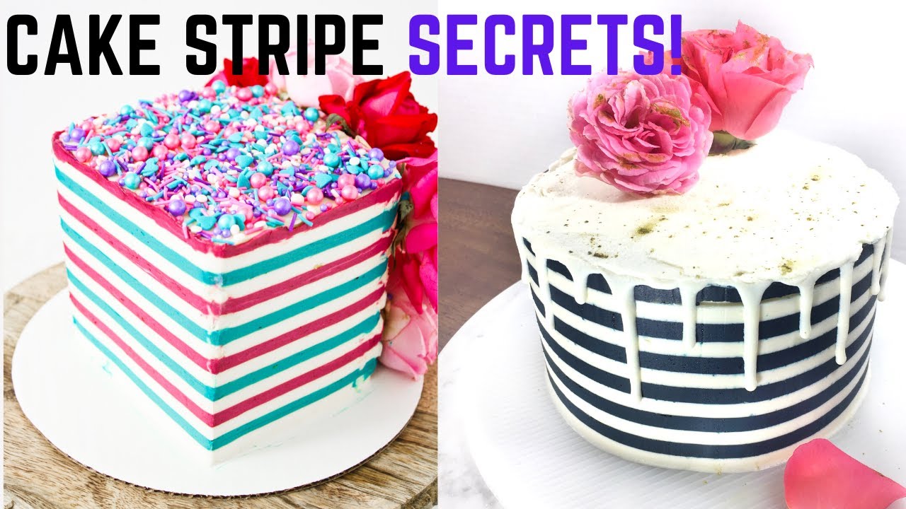 STRIPE BUTTERCREAM CAKE | How to Make a Perfectly Striped Cake!