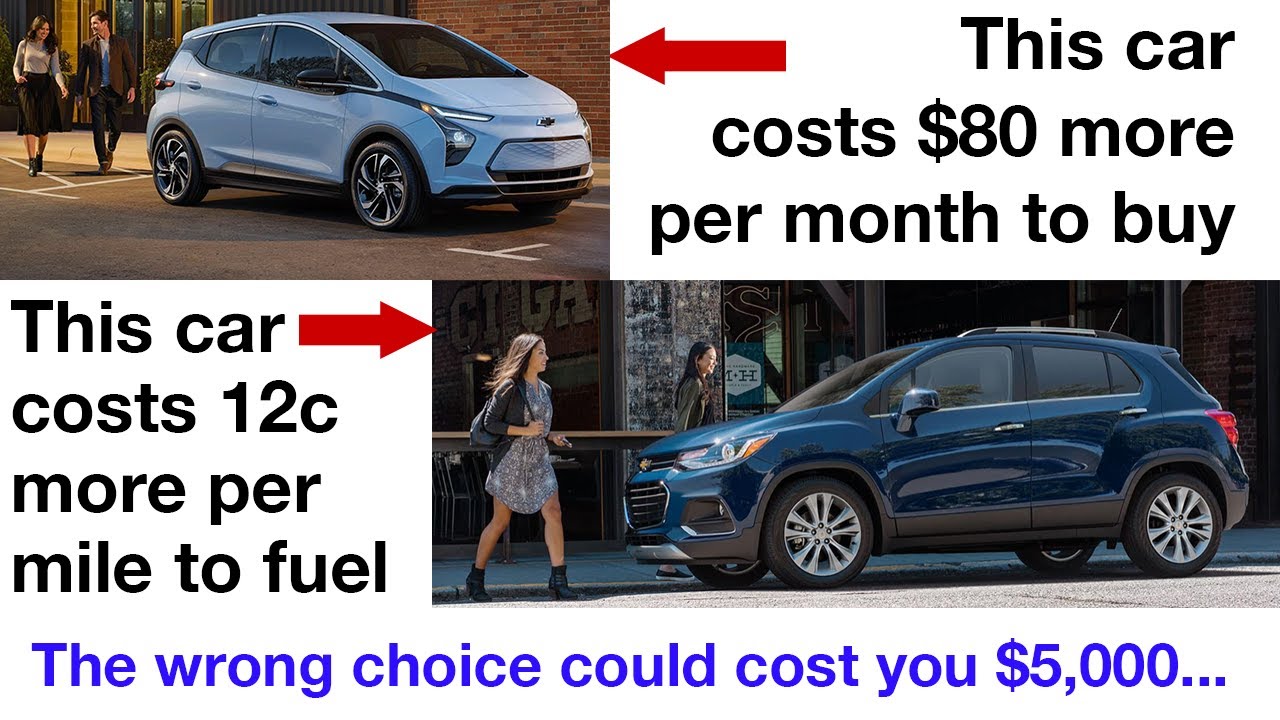 EV car payment vs gasoline fuel bill? Which is cheaper? 2022 Chevrolet Bolt electric Chevrolet Trax