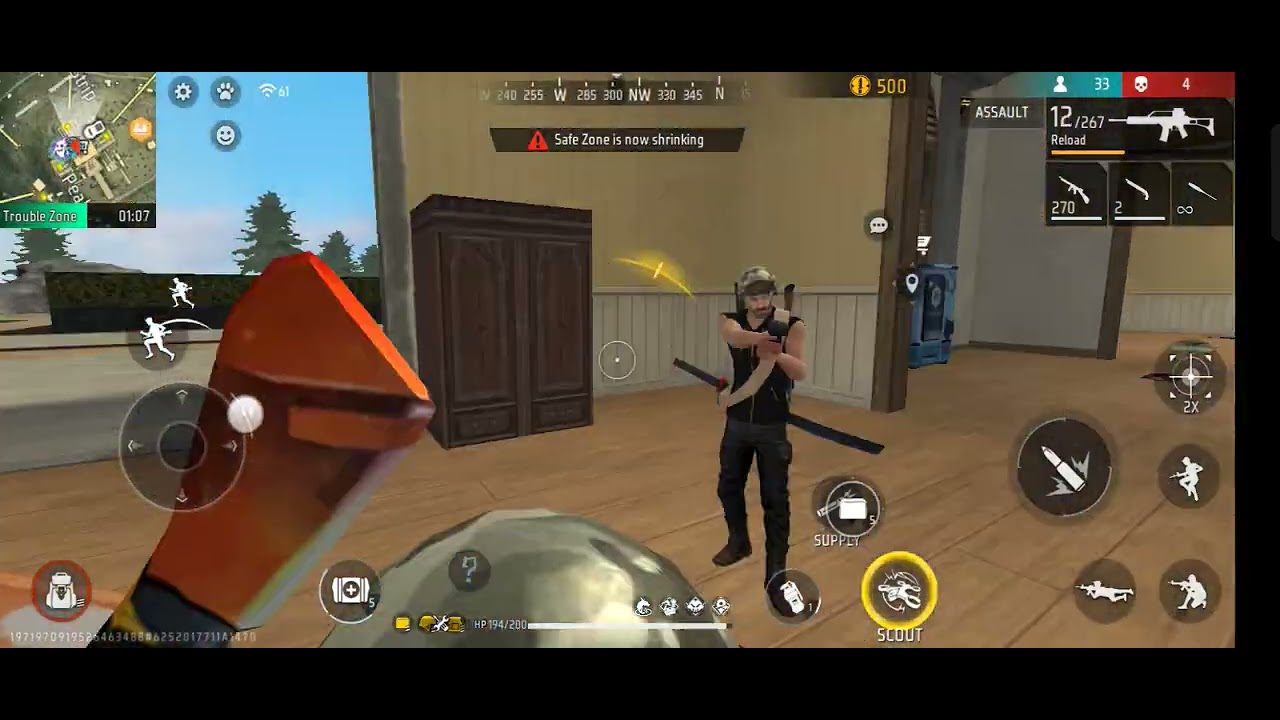 Playing battle royale in free fire