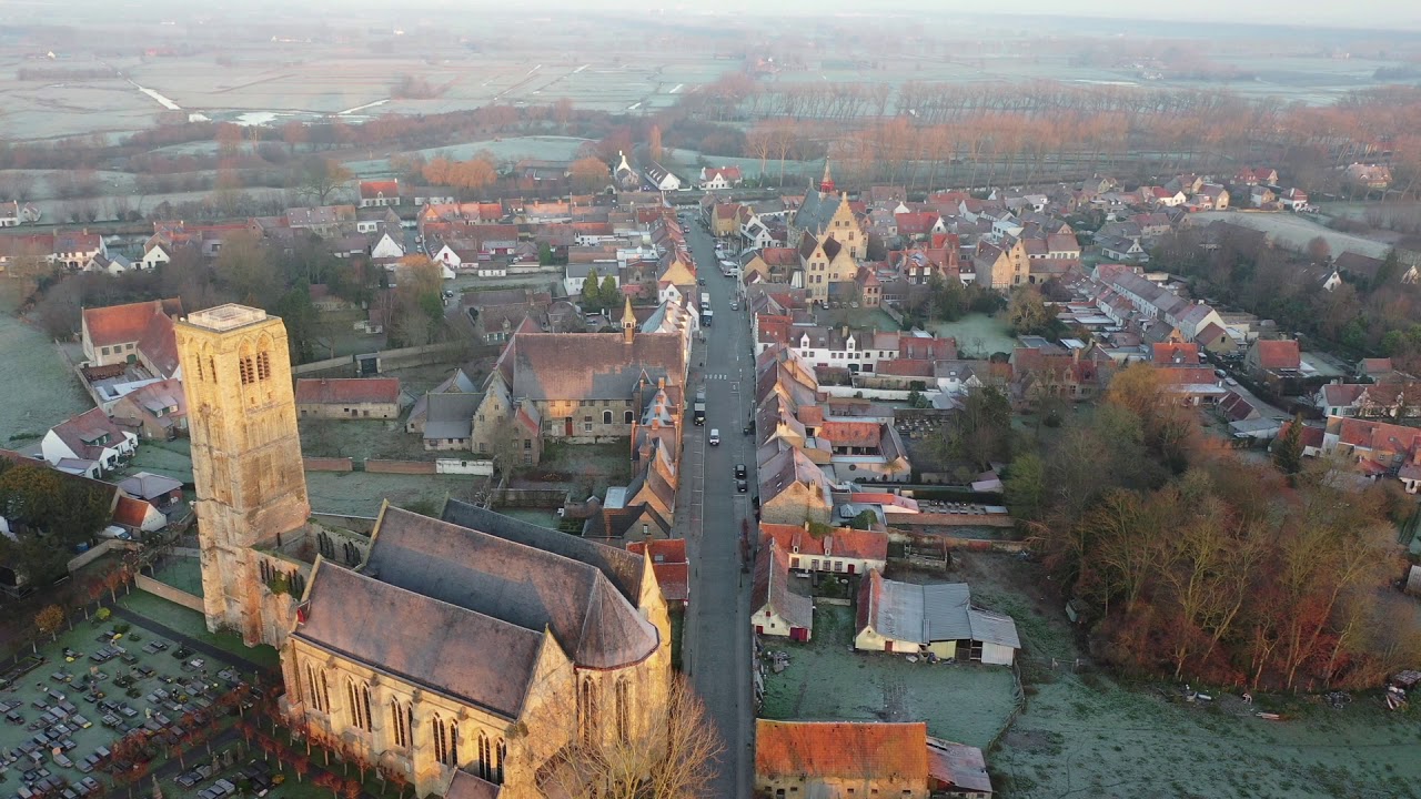 A frosty morning view of Damme in Belgium