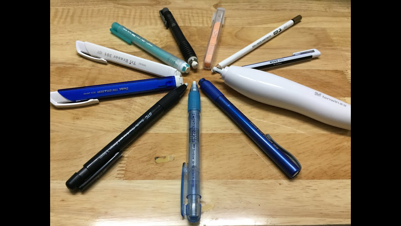 [Subtitle] Compare performance of erasers! Pentel, Penac, Tombow Mono, Koh-i-noor, Kokuyo, Tenwin