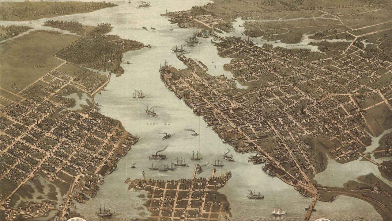 Norfolk and Portsmouth Virginia History and Cartograph (1873)