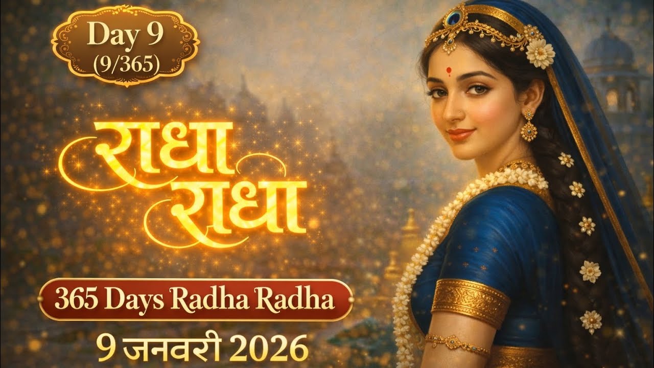 Day 9 (9/365) | राधा राधा नाम जप 🌸 | Vrindavan Bhajan | Peaceful Radha Radha