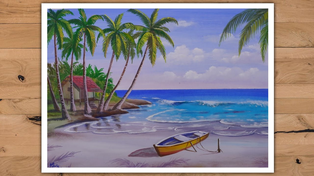 Beach painting | Poster Colour | How to paint