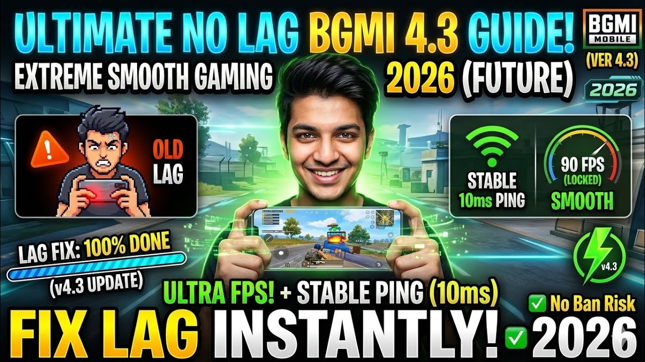 Stop Lag in BGMI 4.3 Update! 😱Best Settings for Low-End Devices (No Lag + Stable Ping) 100%Working🚀