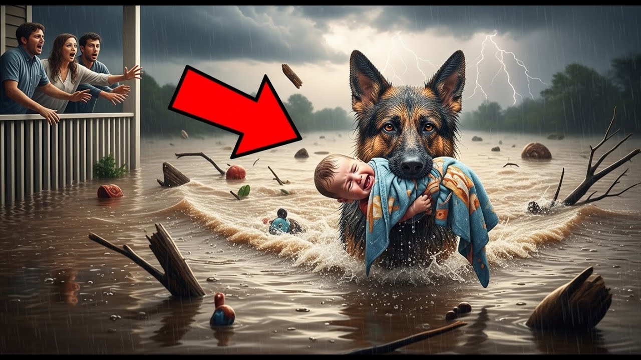 Loyal K9 Dog Rescues Baby from a Raging Flood