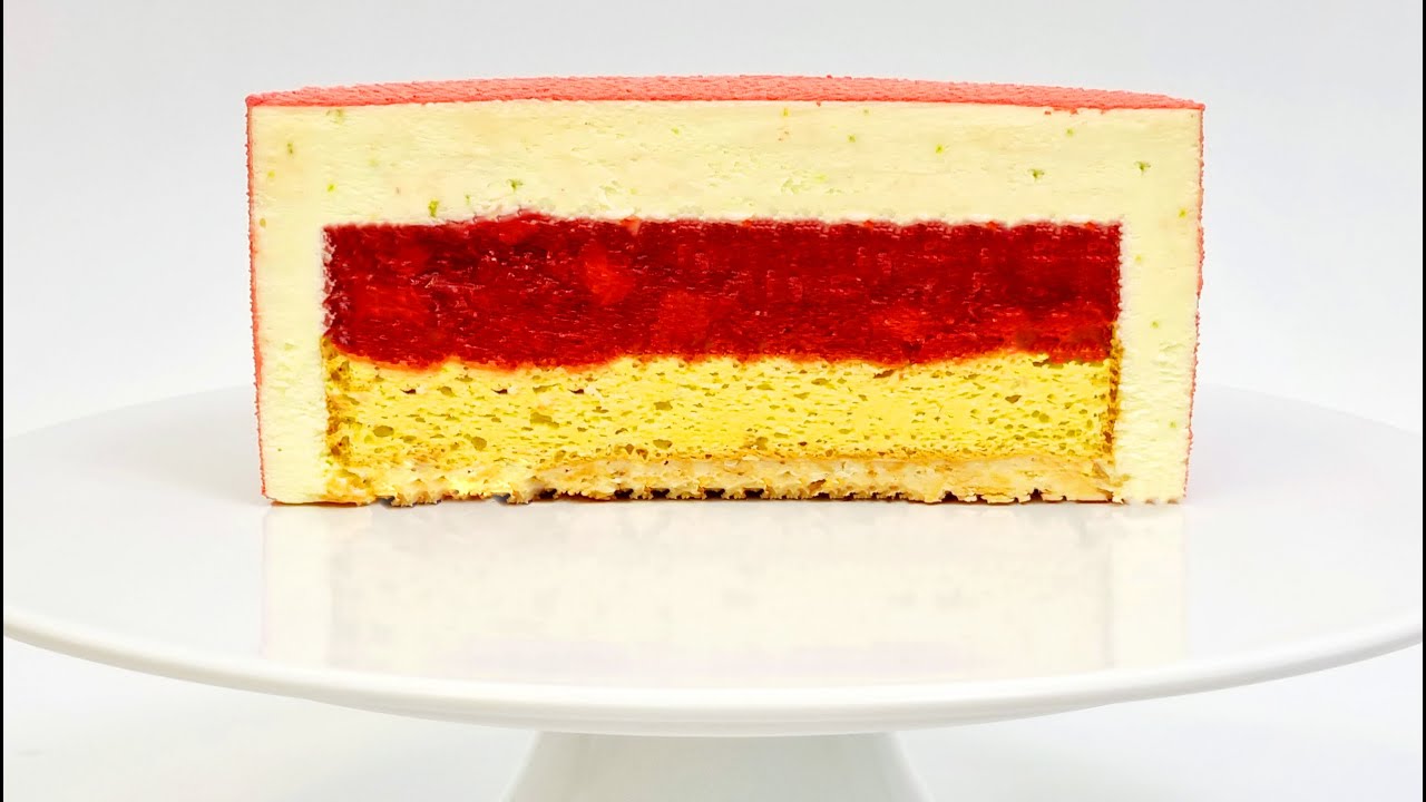 Tort Entremet de Ciocolata Alba cu lime si Insert de Capsuni | Robert Eisler