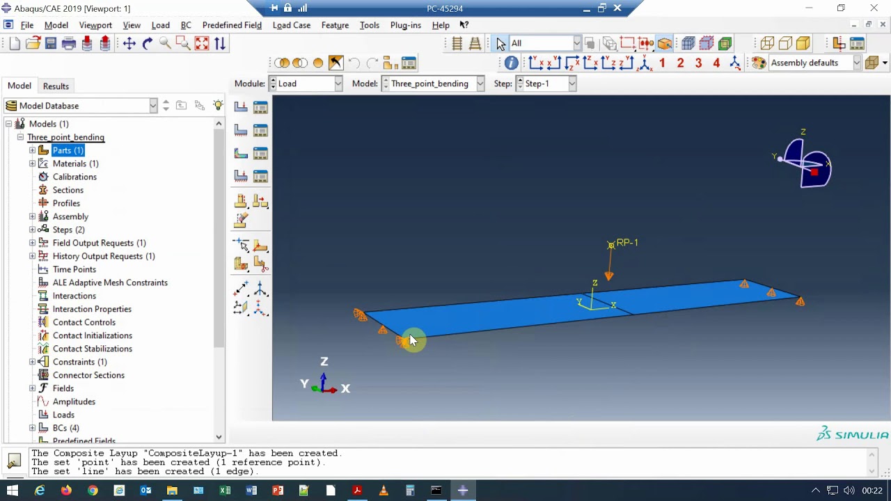 three point bending composites ABAQUS