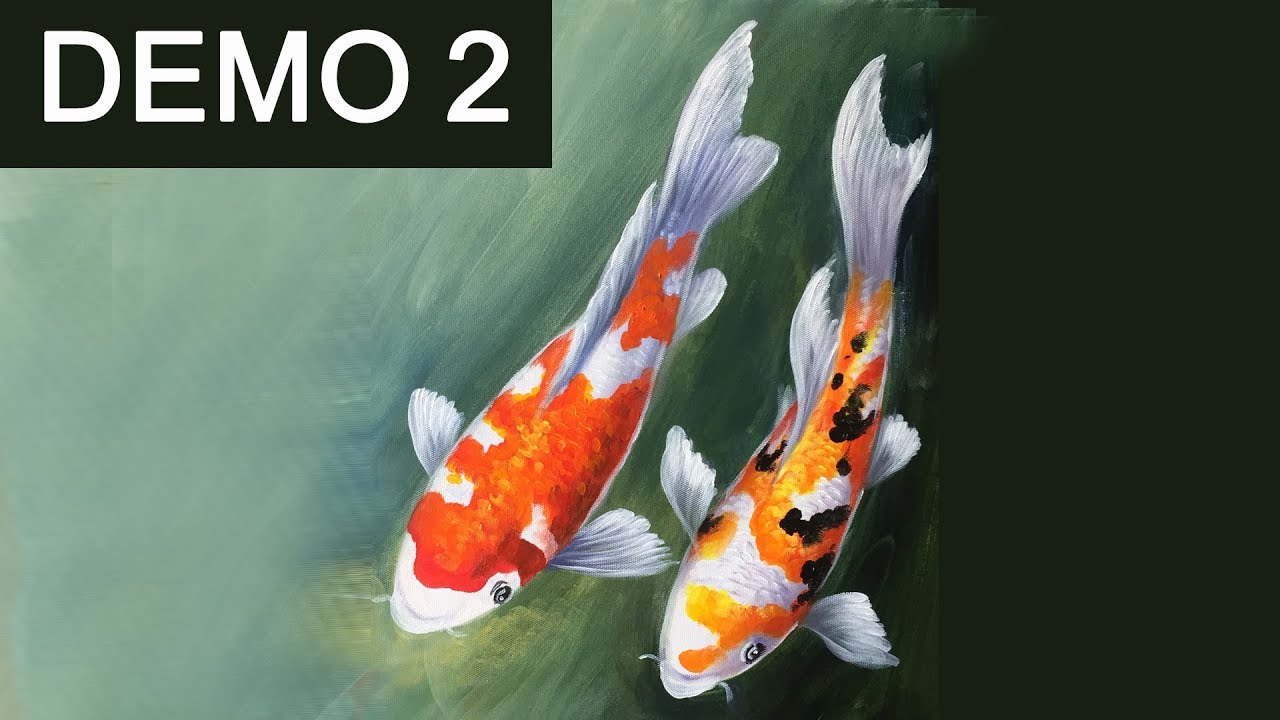 Paint koi fish with Acrylic on canvas -Demo 2