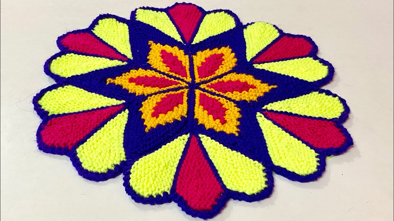 बिना जोड़ के बनाये सुन्दर सा फूल वाला doormat