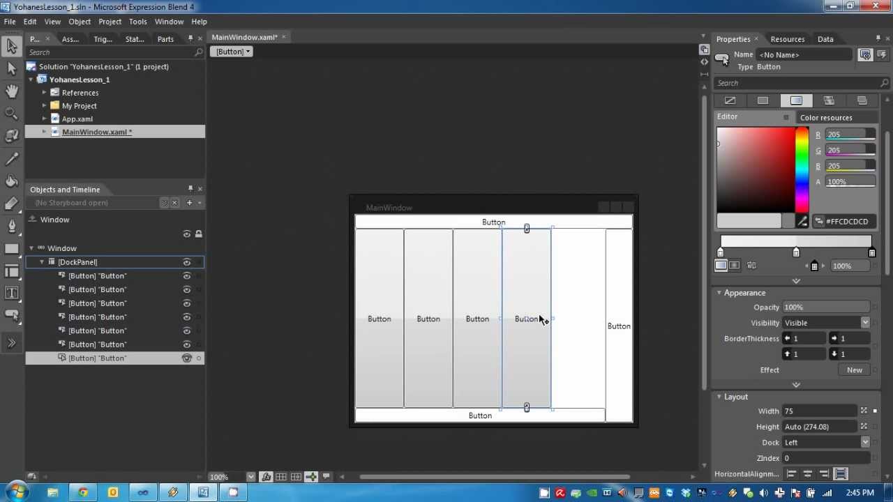 Yohanes Lesson 1 : WPF - Dock Panel