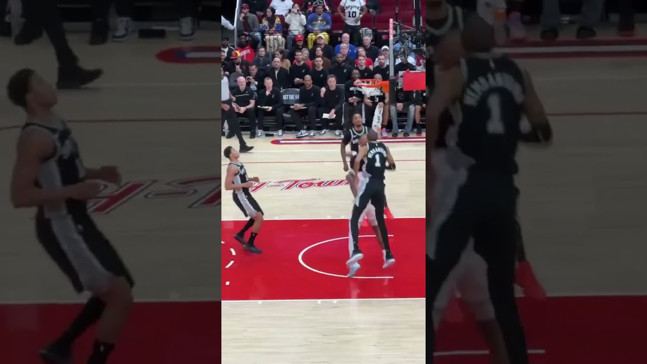 Another look at Wembanyama's poster slam 👽 Spurs vs Rockets