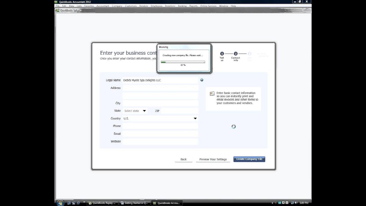 Getting Started In QuickBooks 2012