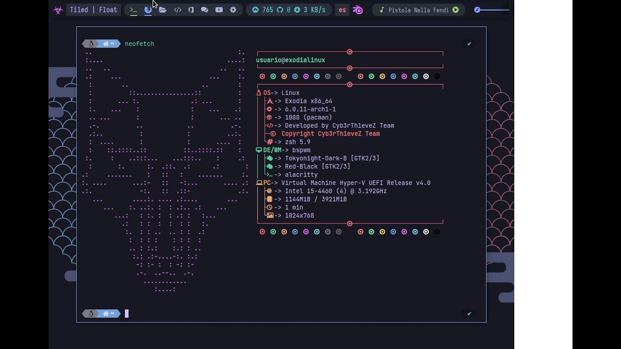 Exodia OS Linux home-2022.12.10 sobre Hyper-V