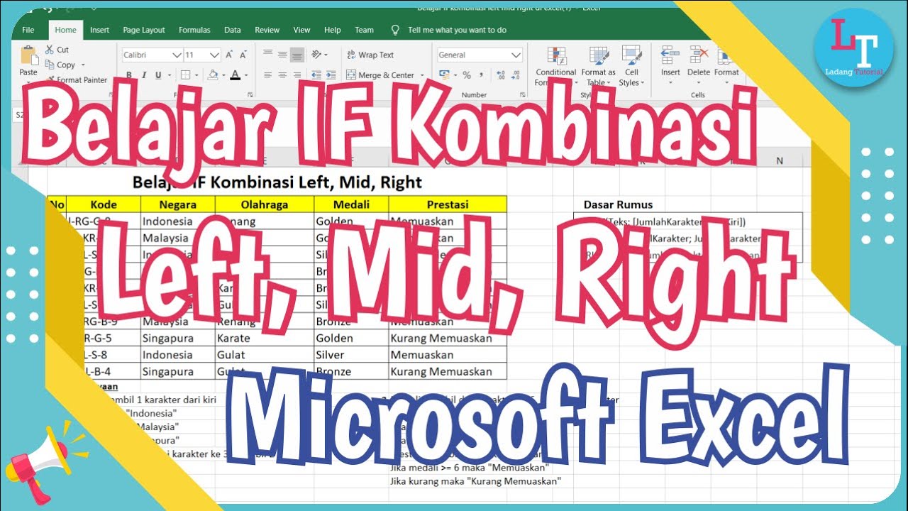 Belajar IF Kombinasi LEFT MID RIGHT di Excel