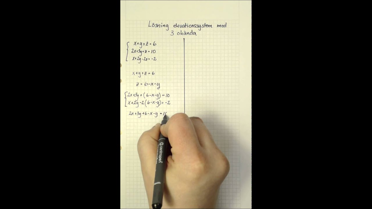 Matematik 2 Genomgång ekvationssystem med 3 okända