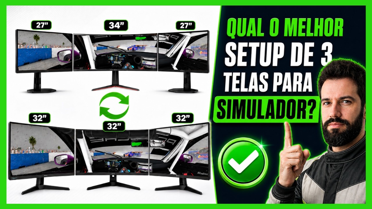 3 Monitores para Cockpit de Simulador de Corrida. Qual o melhor para simracing?