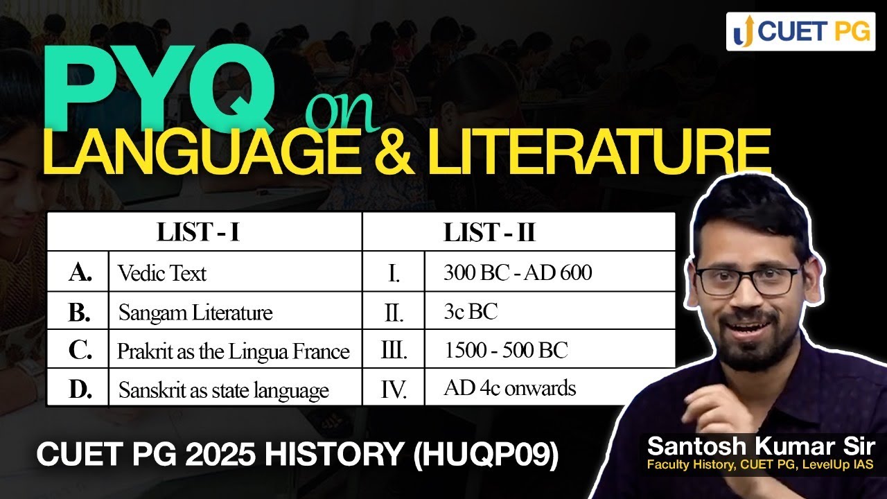 History PYQ of CUET PG | Language and Literature| By Santosh Kumar Sir #LevelUpIAS