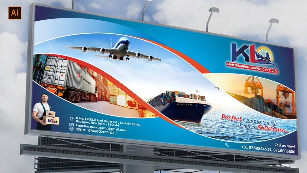 Flex Banner Printing Design in Illustrator | How to design a billboard Tutorials
