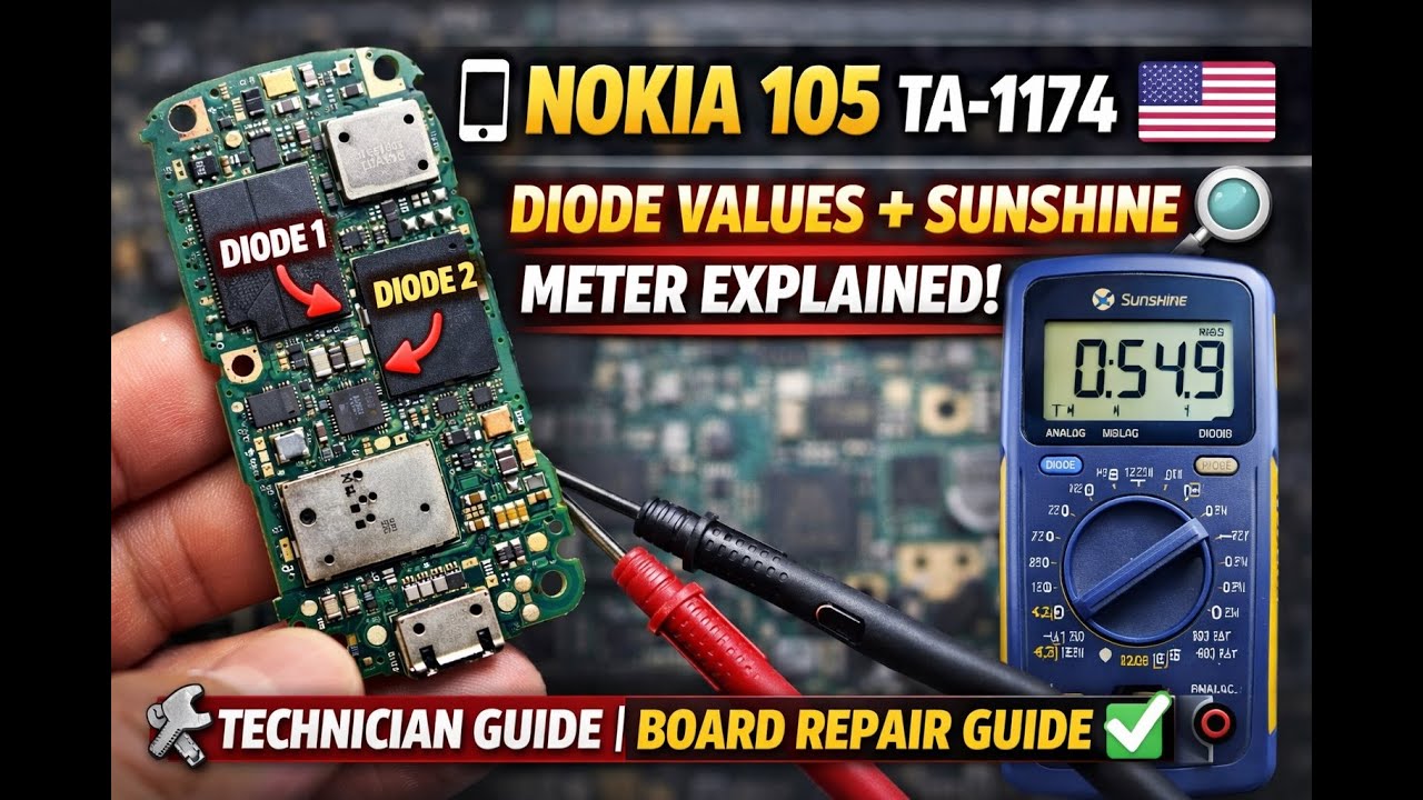 📱 Nokia 105 TA-1174 Diode Values + Sunshine🔍 Meter Explained 🔧Technician Guide|Board Repair Guide ✅