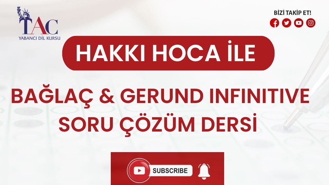 HAKKI HOCA İLE BAĞLAÇ & GERUND INFINITIVE SORU ÇÖZÜM DERSİ  @HAKKIHOCA