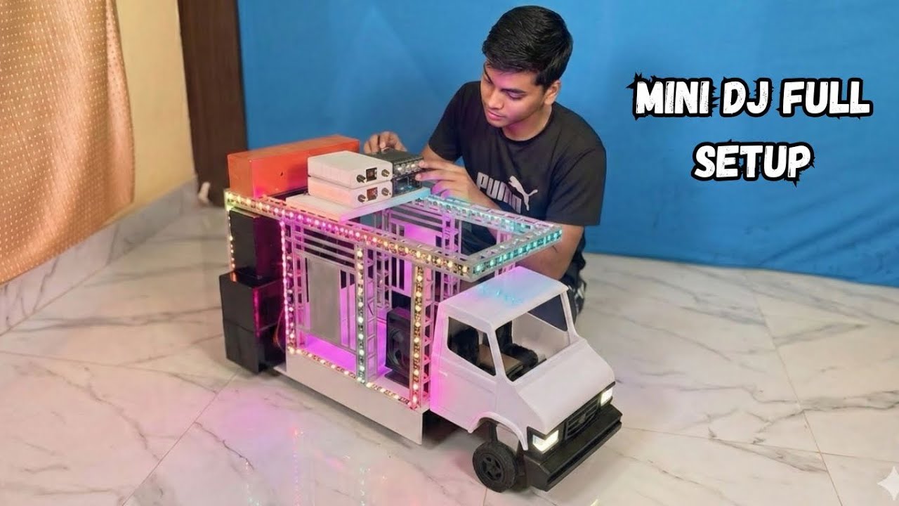 Mini Dj Truck Setup Making at-home by Cardboard loading Dj truck and light | Mini Dj Truck | dj wala