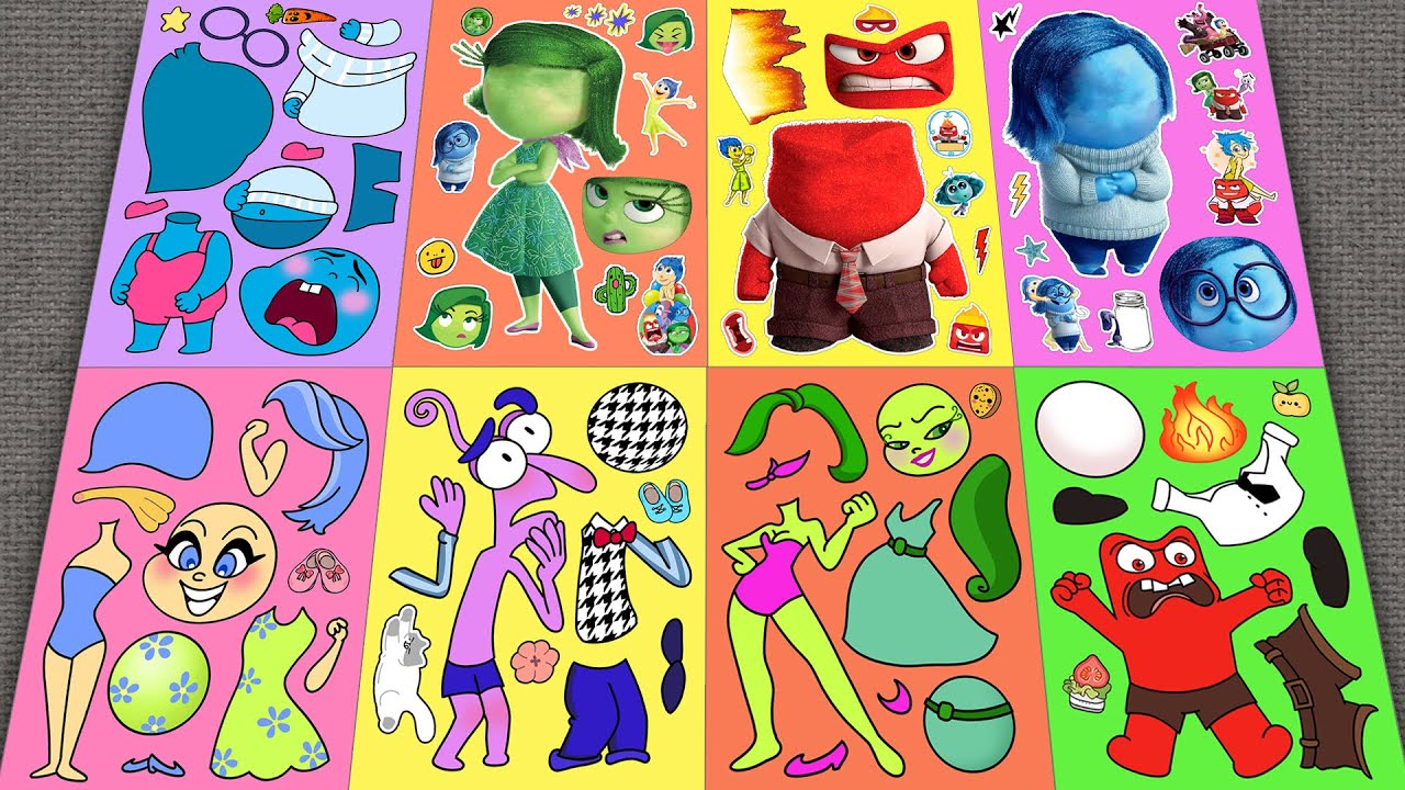 Inside Out 2 💃 Disgust, Anger, Sadness, Joy, Fear are pregnant - Decorate with Sticker Book