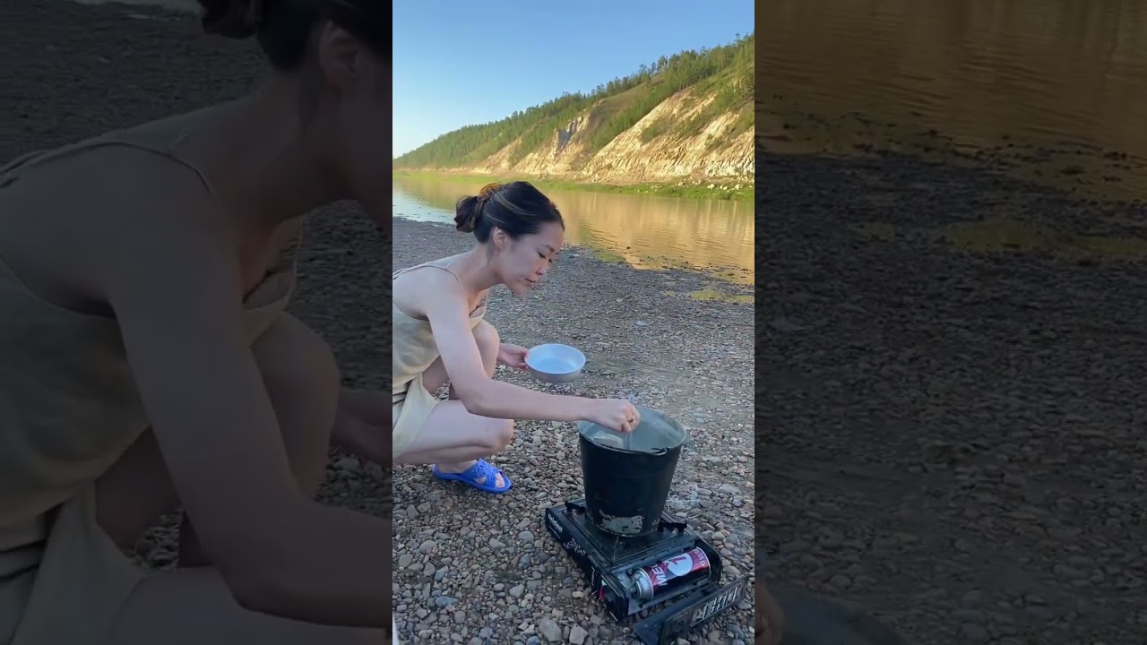 Yakutian summer. Cooking soup near the Amga River🧊✨🍲