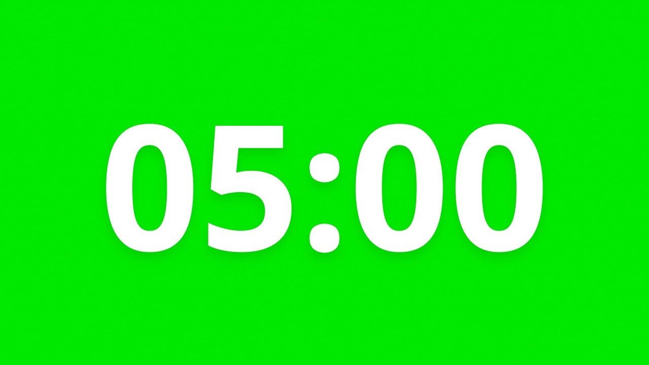 5 Minute Timer Green Screen with Sound