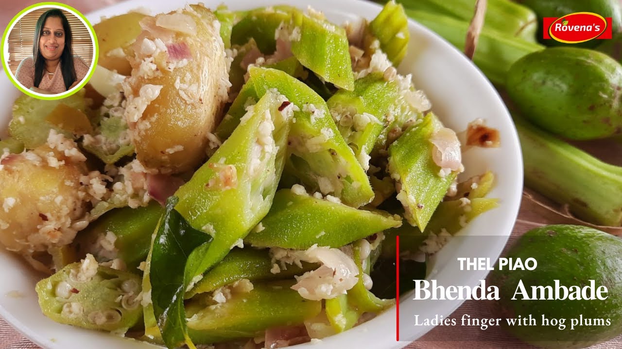 Bhenda Ambade Thel Piao | Mangalorean Lady's finger with Hog plums | Okra with Oil & Onions