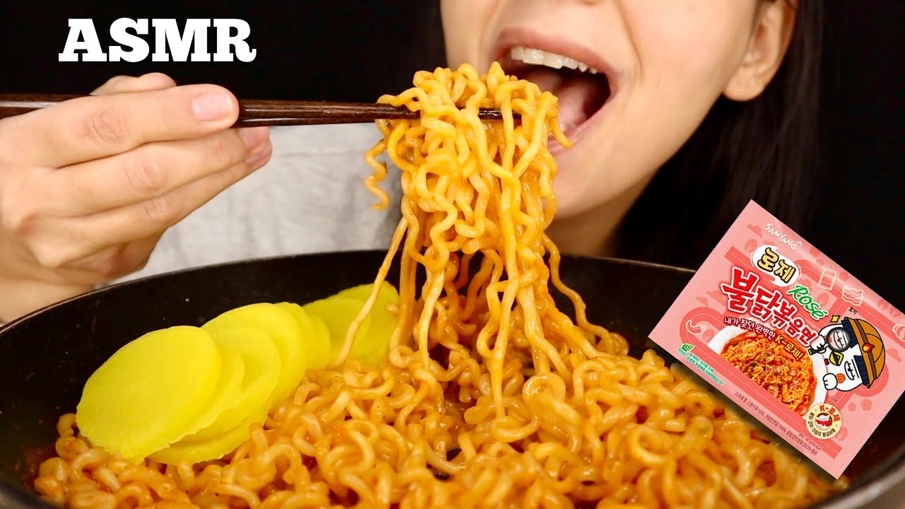 ASMR | EATING ROSE BULDAK FIRE NOODLES! MUKBANG (WHISPER) | MANGIA WHISPERS 먹방