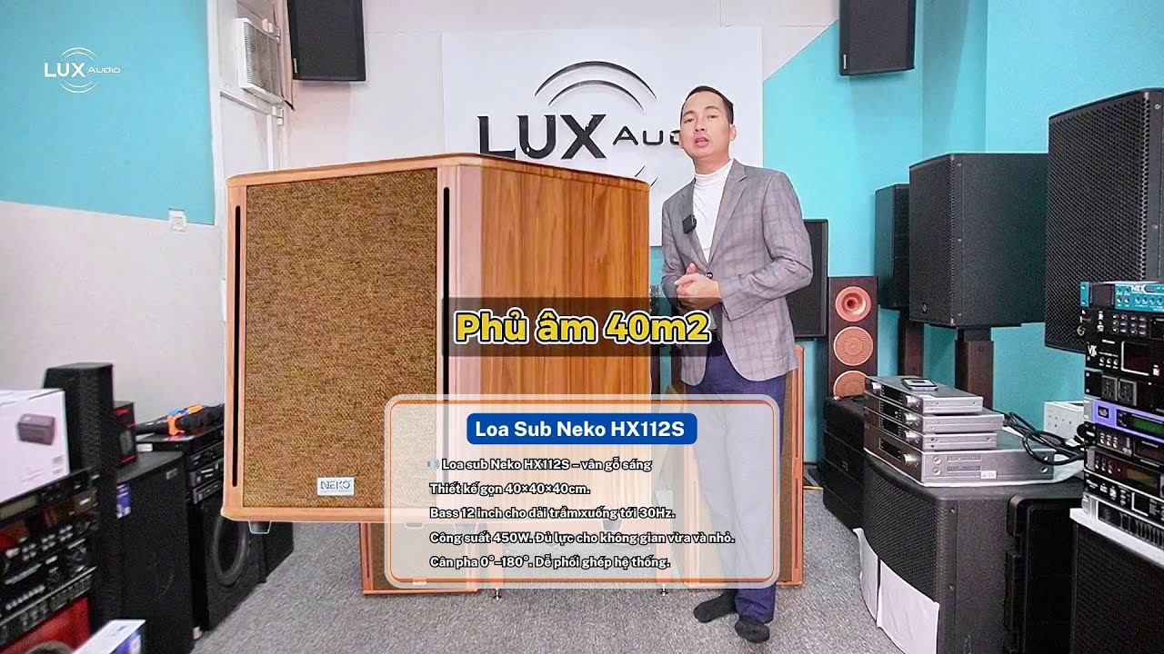 Loa sub Neko HX112S – vân gỗ sáng - Công suất 450W. Đủ lực cho không gian vừa và nhỏ.