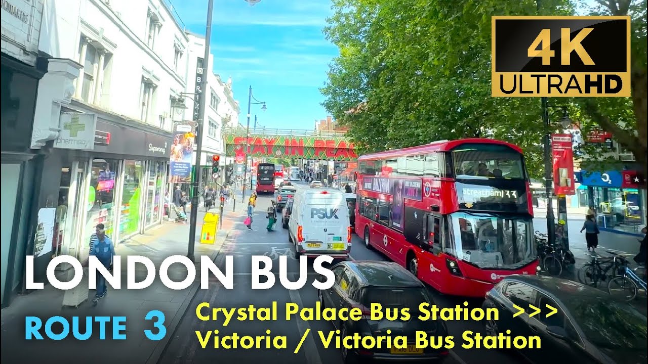 London Bus Ride, Route 3, Double Decker, 4K Virtual Tour