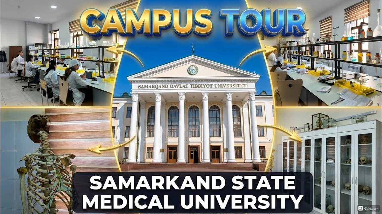 Samarkand State Medical University Campus Tour 🇺🇿 | Main Building, Labs, Library & Departments|