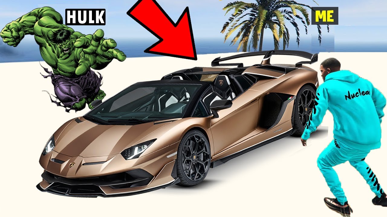 VERYNUCLEAR STEALING PROFESSOR HULK RARE LAMBORGHINI SUPERCAR Gta5 | techno gamerz stealing hulk car