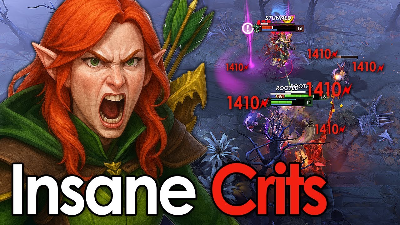 INSANE CRITS Windranger | Hard Lane TOP Build Dota 2 Patch 7.39d Gameplay