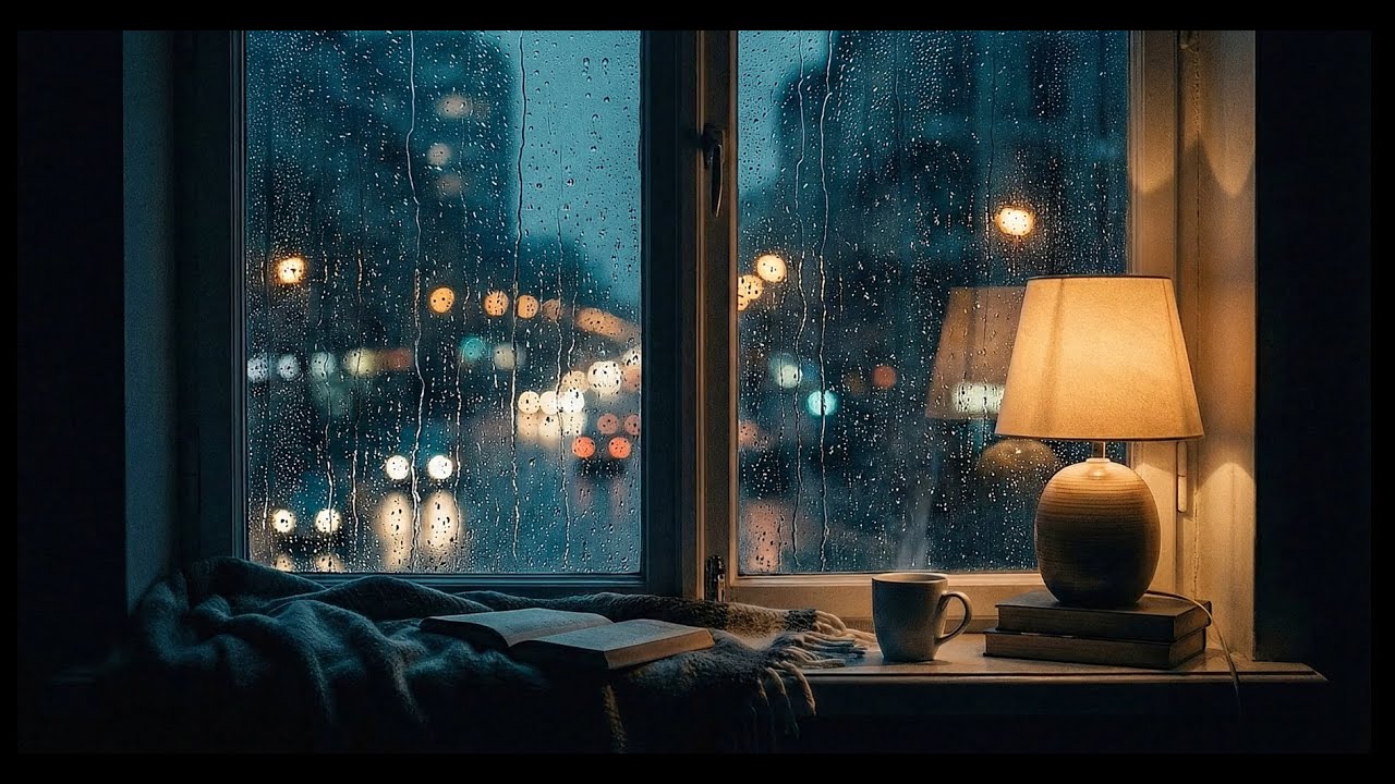 1 Hour Cozy Rain on the Window | Calm Night Ambience