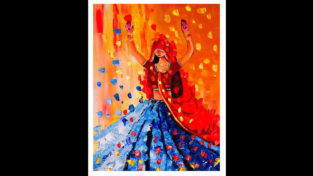 Indian Traditional Women | Abstract Painting of a Women Dancing in Indian Rajasthani Attire | #54