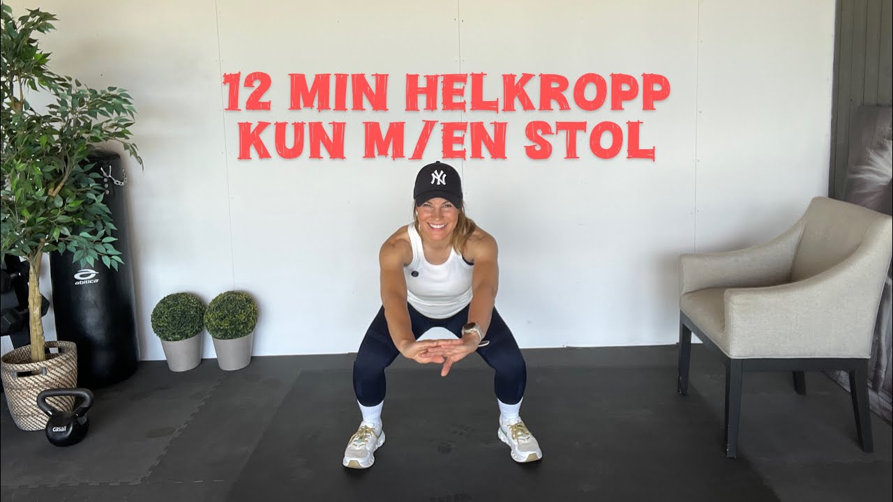 12 min Helkropp styrke uten utstyr, kun en stol ❤️ | med @pt_monica 💪