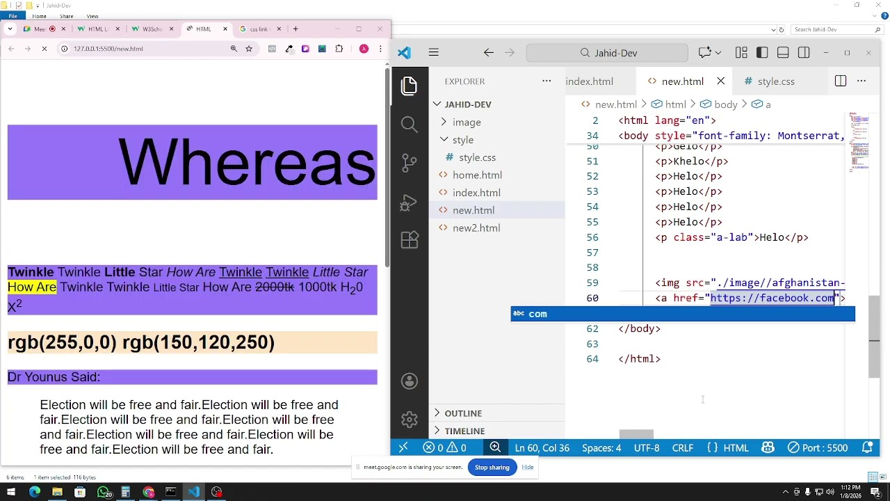 HTML Tables and Lists